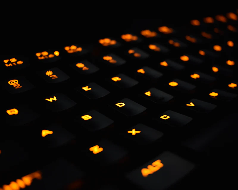 Backlit mechanical keyboard in low light