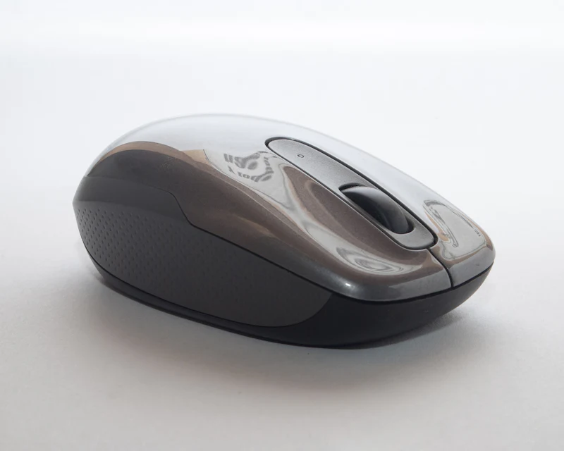 Wireless computer mouse on a white surface